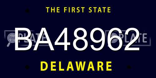 BA48962 Delaware License Plate
