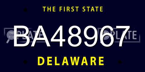 BA48967 Delaware License Plate