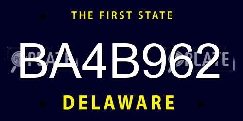 BA4B962 Delaware License Plate