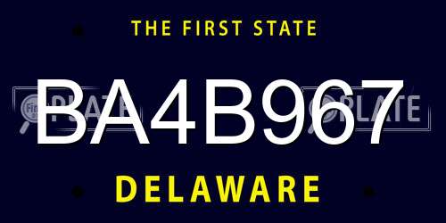 BA4B967 Delaware License Plate