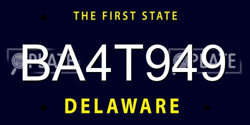 BA4T949 Delaware License Plate