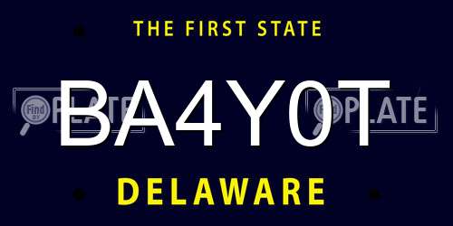 BA4Y0T Delaware License Plate