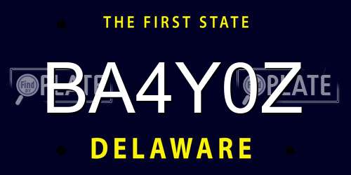 BA4Y0Z Delaware License Plate
