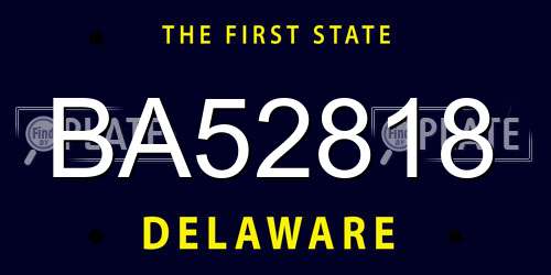 BA52818 Delaware License Plate