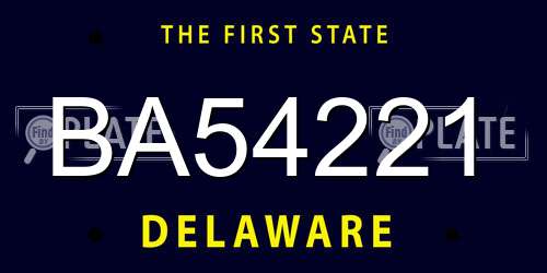 BA54221 Delaware License Plate
