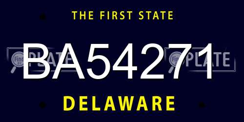 BA54271 Delaware License Plate