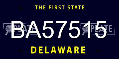 BA57515 Delaware License Plate
