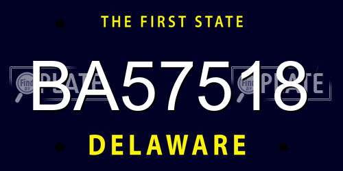 BA57518 Delaware License Plate