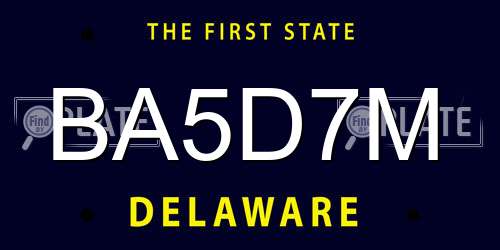 BA5D7M Delaware License Plate