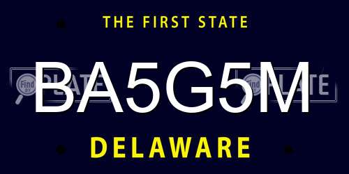 BA5G5M Delaware License Plate