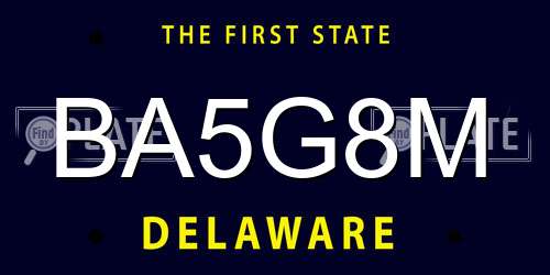 BA5G8M Delaware License Plate