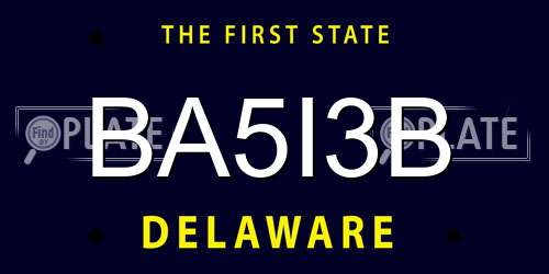 BA5I3B Delaware License Plate