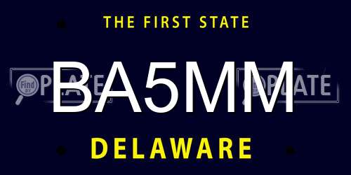 BA5MM Delaware License Plate