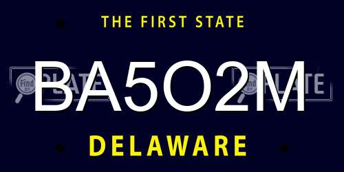 BA5O2M Delaware License Plate