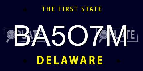 BA5O7M Delaware License Plate