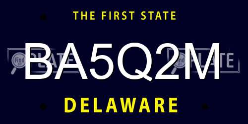 BA5Q2M Delaware License Plate