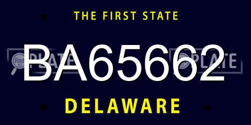 BA65662 Delaware License Plate