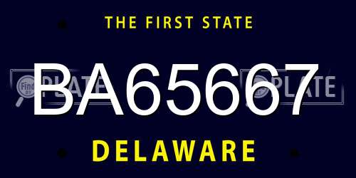 BA65667 Delaware License Plate