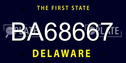 BA68667 Delaware License Plate