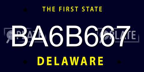 BA6B667 Delaware License Plate