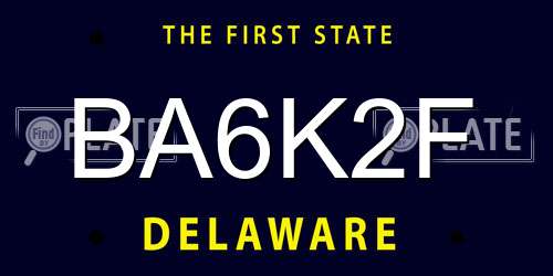 BA6K2F Delaware License Plate