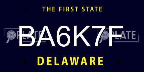 BA6K7F Delaware License Plate