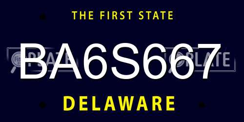 BA6S667 Delaware License Plate