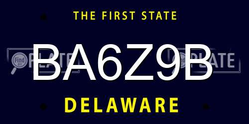 BA6Z9B Delaware License Plate