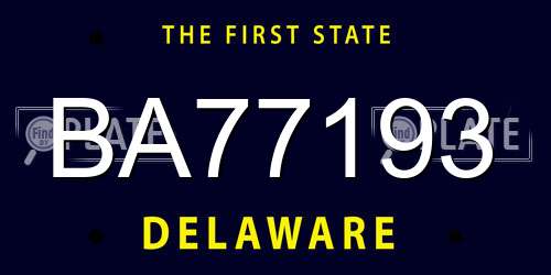BA77193 Delaware License Plate