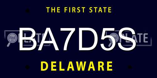 BA7D5S Delaware License Plate