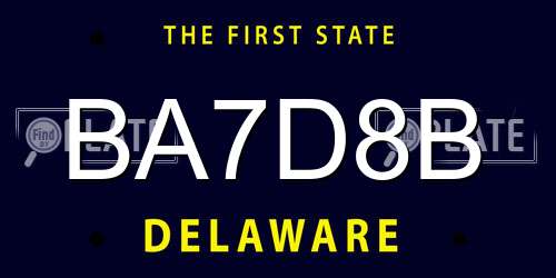 BA7D8B Delaware License Plate