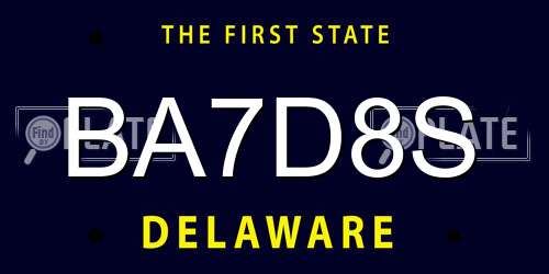 BA7D8S Delaware License Plate