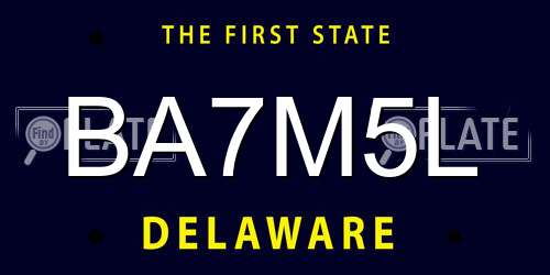 BA7M5L Delaware License Plate