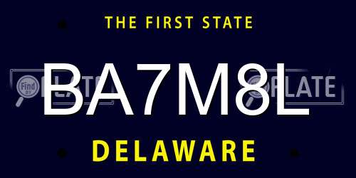 BA7M8L Delaware License Plate