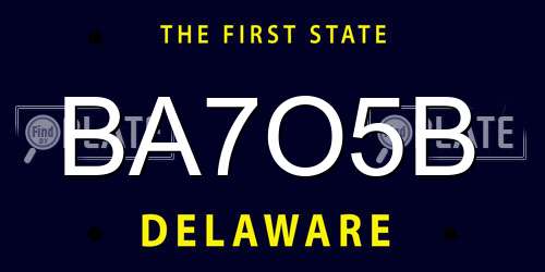 BA7O5B Delaware License Plate