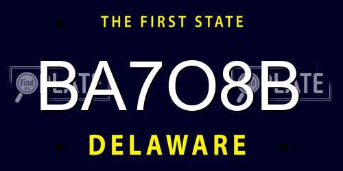BA7O8B Delaware License Plate