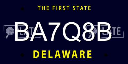 BA7Q8B Delaware License Plate