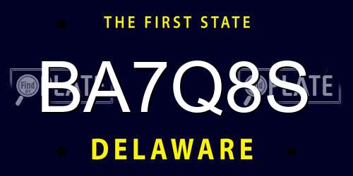 BA7Q8S Delaware License Plate