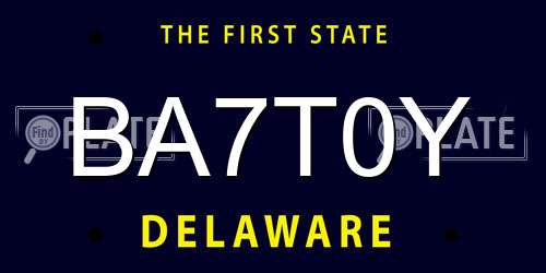 BA7T0Y Delaware License Plate