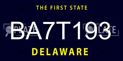 BA7T193 Delaware License Plate