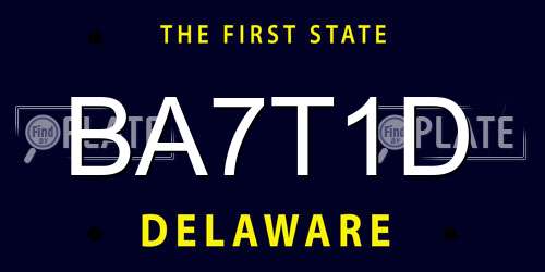 BA7T1D Delaware License Plate