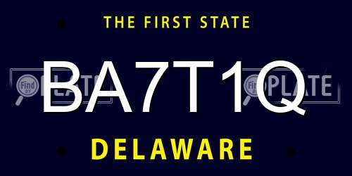 BA7T1Q Delaware License Plate