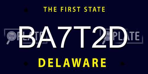 BA7T2D Delaware License Plate