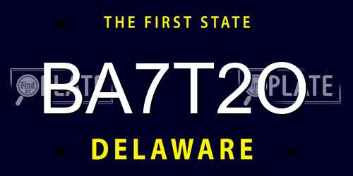 BA7T2O Delaware License Plate