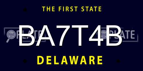 BA7T4B Delaware License Plate