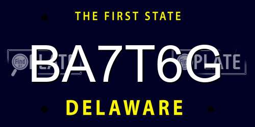 BA7T6G Delaware License Plate