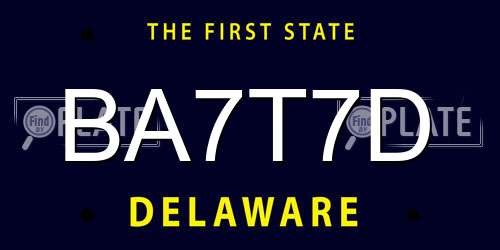 BA7T7D Delaware License Plate