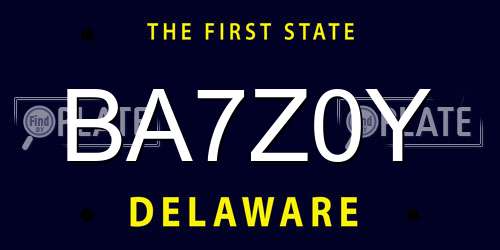 BA7Z0Y Delaware License Plate
