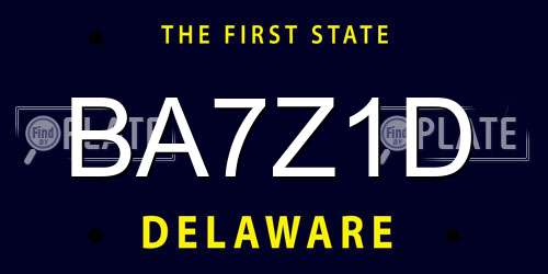 BA7Z1D Delaware License Plate