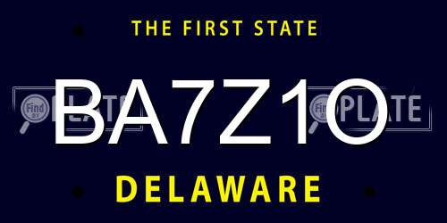 BA7Z1O Delaware License Plate